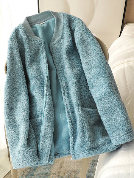 Női plüss pulóver zsebbel és cipzárral