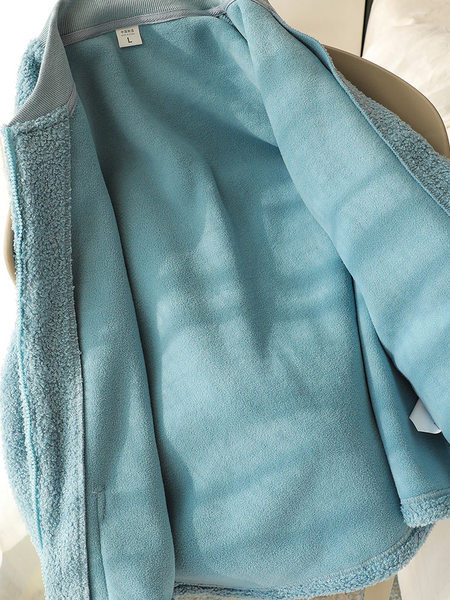 Női plüss pulóver zsebbel és cipzárral