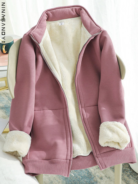 Γυναικείο φούτερ με ζεστή φόδρα και τσέπες