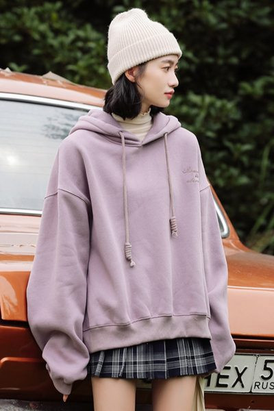 Φαρδύ μοντέλο γυναικείο φούτερ με κουκούλα σε δύο χρώματα