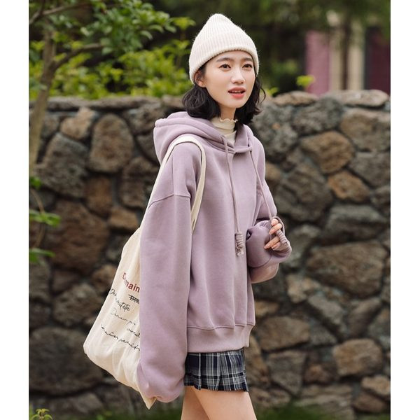 Φαρδύ μοντέλο γυναικείο φούτερ με κουκούλα σε δύο χρώματα