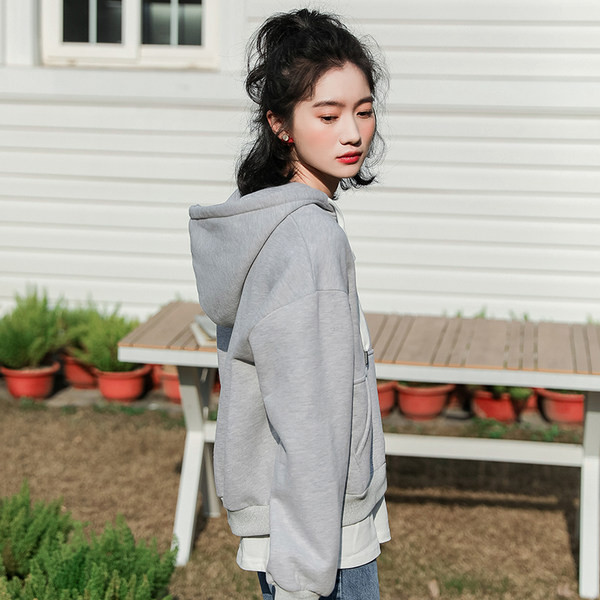 Γυναικείο καθημερινό φούτερ με φερμουάρ και κουκούλα