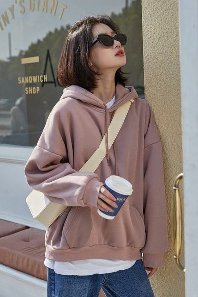 Γυναικείο φούτερ με επένδυση - μονόχρωμο