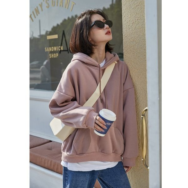 Γυναικείο φούτερ με επένδυση - μονόχρωμο