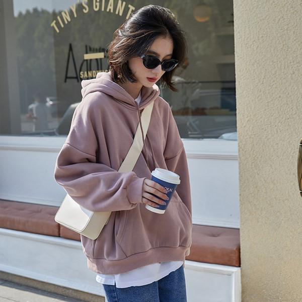 Γυναικείο φούτερ με επένδυση - μονόχρωμο