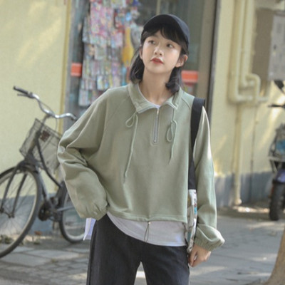 Γυναικείο φαρδύ φούτερ με κορδόνια και κουκούλα