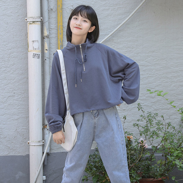 Γυναικείο φαρδύ φούτερ με κορδόνια και κουκούλα