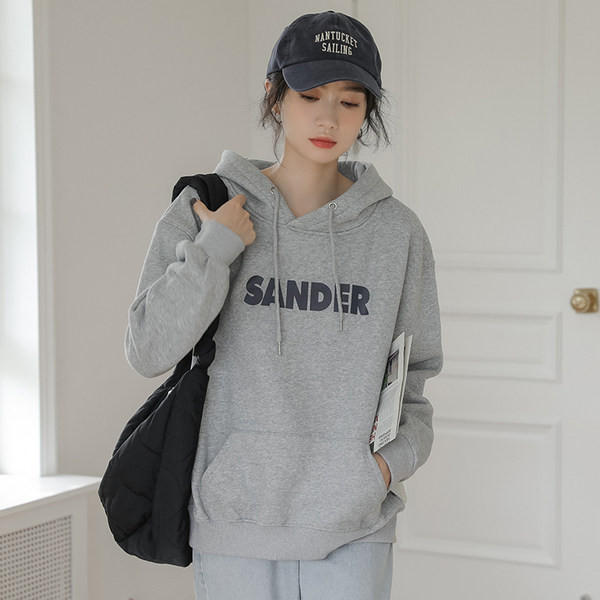 Γυναικείο φούτερ casual μοντέλο με επιγραφή και κουκούλα