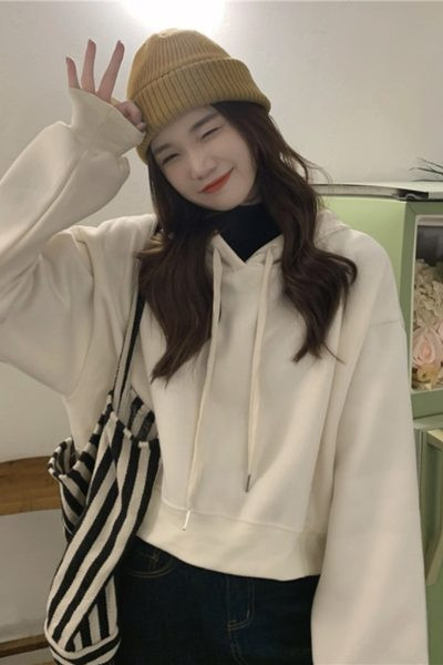 Hanorac de dama model uni cu cravate si gluga