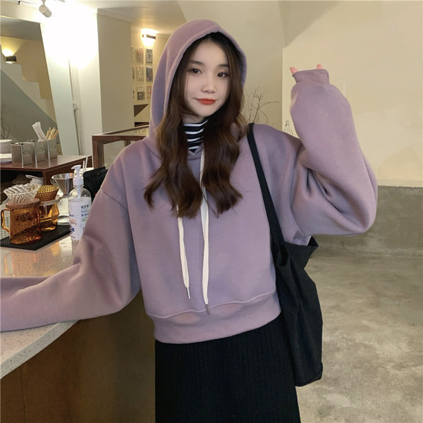 Hanorac de dama model uni cu cravate si gluga