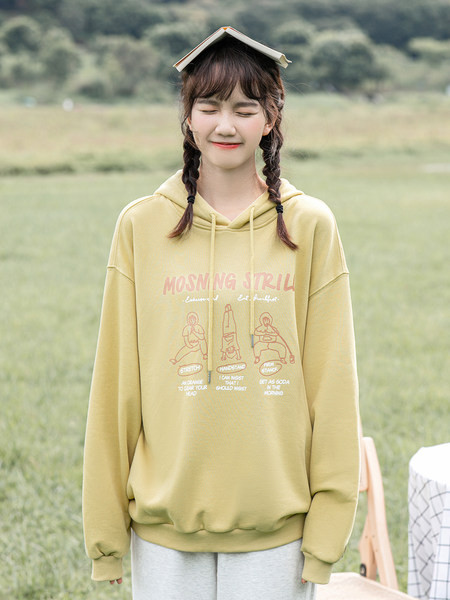 Γυναικείο casual φούτερ με κουκούλα και λάστιχο