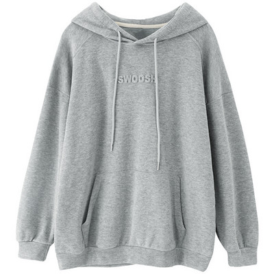 Hanorac de damă cu cravate și glugă de culoare gri