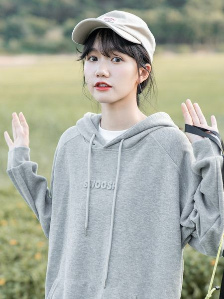 Hanorac de damă cu cravate și glugă de culoare gri