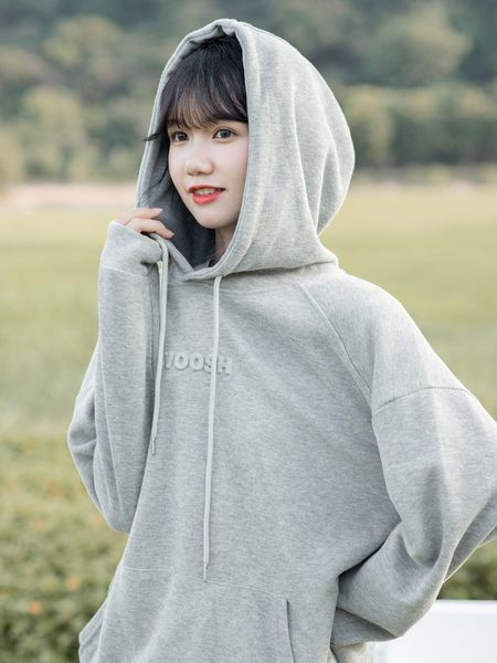 Hanorac de damă cu cravate și glugă de culoare gri