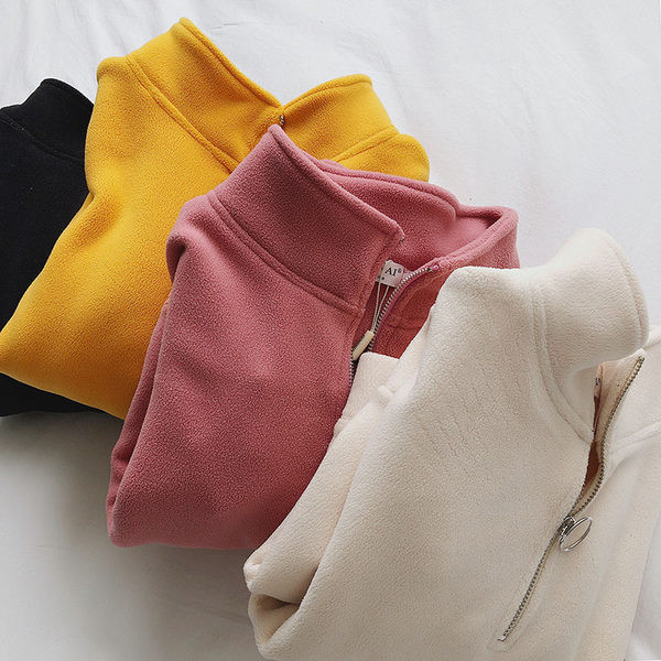 Női téli pulóver cipzárral és magas gallérral - négy színben