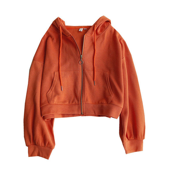 Rövid sport-napi pulóver cipzárral és kapucnival