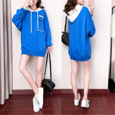 Καθημερινό φαρύ φούτερ με έμβλημα και  κορδόνια για γυναίκες