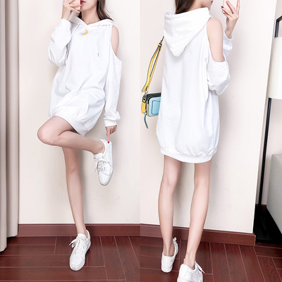 Καθημερινό φαρύ φούτερ με έμβλημα και  κορδόνια για γυναίκες