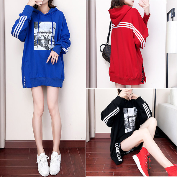 Καθημερινό φαρύ φούτερ με έμβλημα και  κορδόνια για γυναίκες