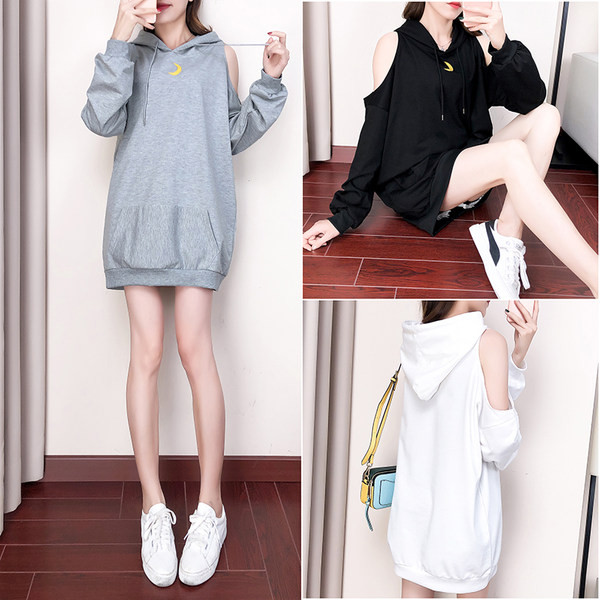 Καθημερινό φαρύ φούτερ με έμβλημα και  κορδόνια για γυναίκες