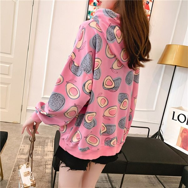 Γυναικείο φούτερ φαρδύ με έγχρωμη απλικέ και κουκούλα