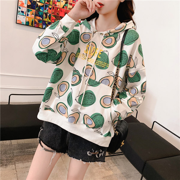 Γυναικείο φούτερ φαρδύ με έγχρωμη απλικέ και κουκούλα