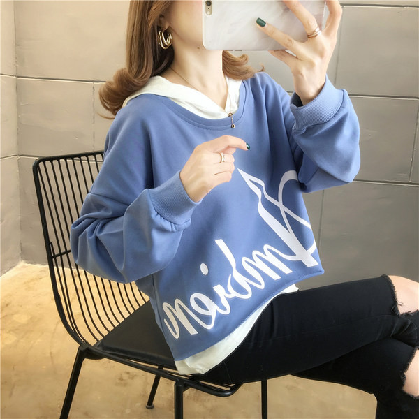 Καθημερινό γυναικείο φούτερ με επιγραφή και μακριά μανίκια