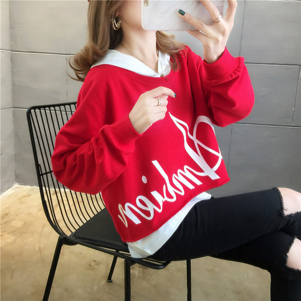 Καθημερινό γυναικείο φούτερ με επιγραφή και μακριά μανίκια