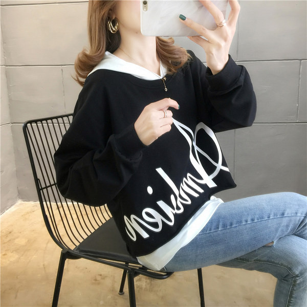 Καθημερινό γυναικείο φούτερ με επιγραφή και μακριά μανίκια