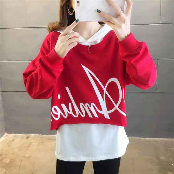 Καθημερινό γυναικείο φούτερ με επιγραφή και μακριά μανίκια