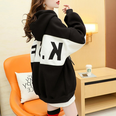 Hanorac de damă lat zilnic cu glugă