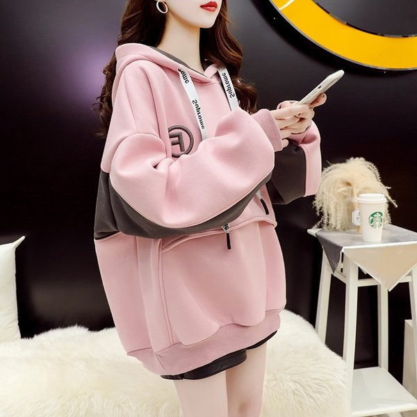 Hanorac de damă lat zilnic cu glugă