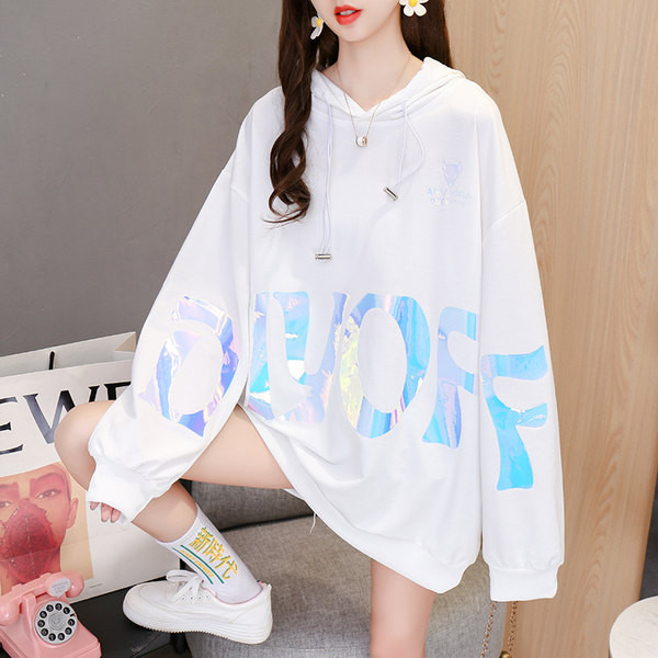 Φαρδύ γυναικείο φούτερ με εφαρμογή χρώματος