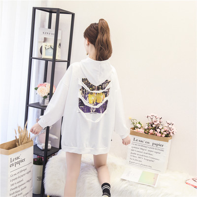 Γυναικείο φαρδύ φούτερ με απλικέ χρώματος