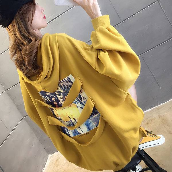 Γυναικείο φαρδύ φούτερ με απλικέ χρώματος