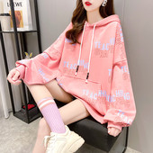 Hanorac de dama model larg cu gluga si inscriptii