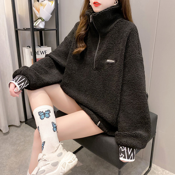 Modern női széles pulóver magas gallérral - három színben