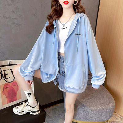 Hanorac lat de zi cu zi pentru femei, cu fermoar