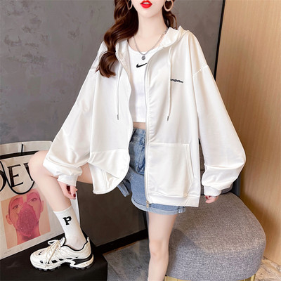 Hanorac lat de zi cu zi pentru femei, cu fermoar