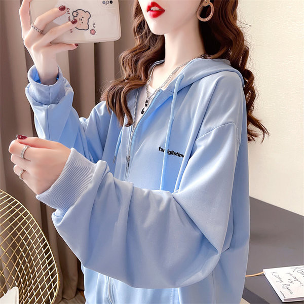 Hanorac lat de zi cu zi pentru femei, cu fermoar