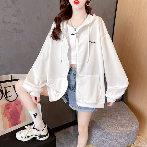 Hanorac lat de zi cu zi pentru femei, cu fermoar