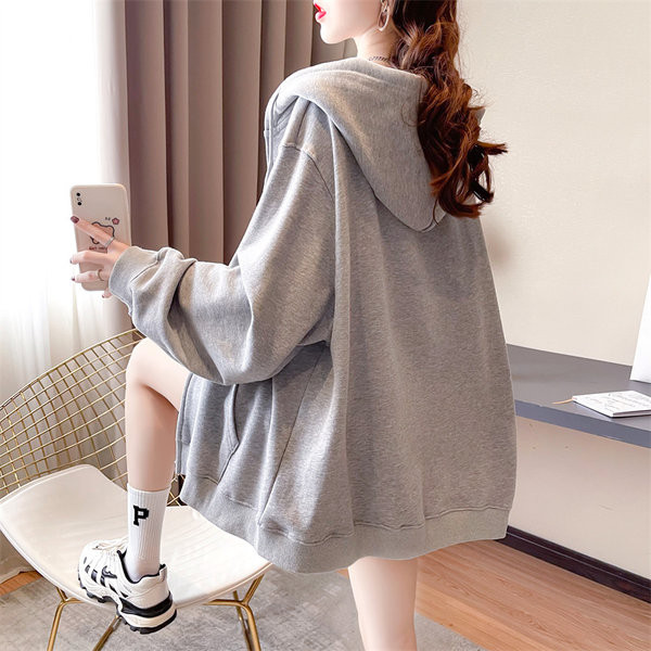 Hanorac lat de zi cu zi pentru femei, cu fermoar