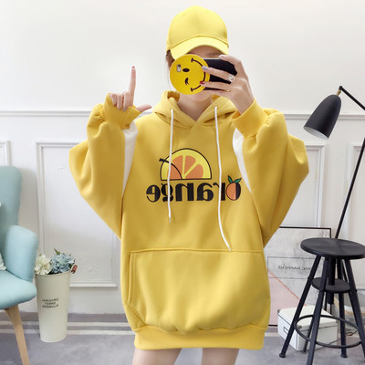 Modern női széles pulóver kapucnival és színes rátéttel