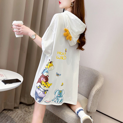 Γυναικείο μακρύ φούτερ με απλικέ χρώματος