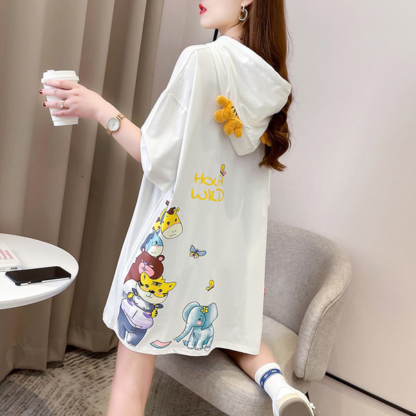 Γυναικείο μακρύ φούτερ με απλικέ χρώματος