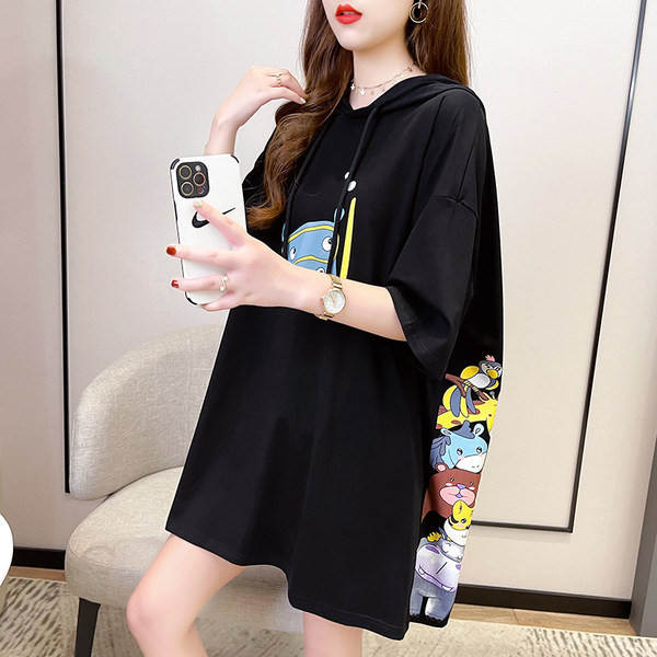 Γυναικείο μακρύ φούτερ με απλικέ χρώματος