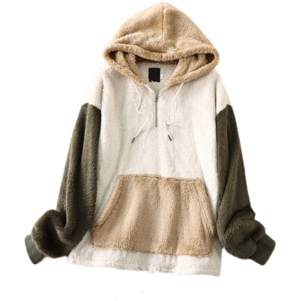 Γυναικείο πουπουλένιο φούτερ με τσέπη και κουκούλα