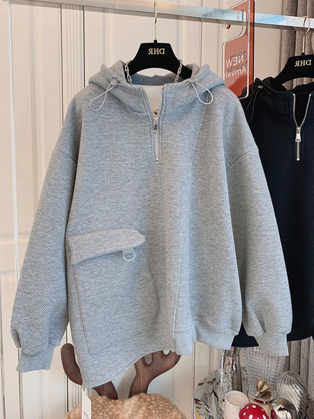 Γυναικείο  φούτερ με τσέπη και κουκούλα - φαρδύ μοντέλο