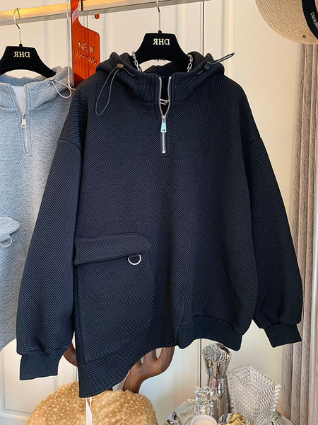 Γυναικείο  φούτερ με τσέπη και κουκούλα - φαρδύ μοντέλο