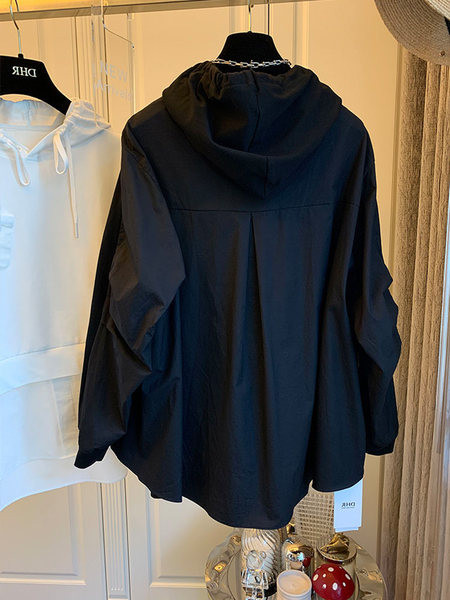 Γυναικείο φαρδύ φούτερ με  κορδόνιασε λευκό και μαύρο χρώμα